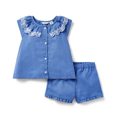 Baby Eyelet Collared Matching Set