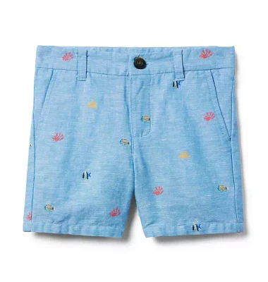 Coral Fish Linen-Cotton Short