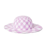 Gingham Straw Sun Hat