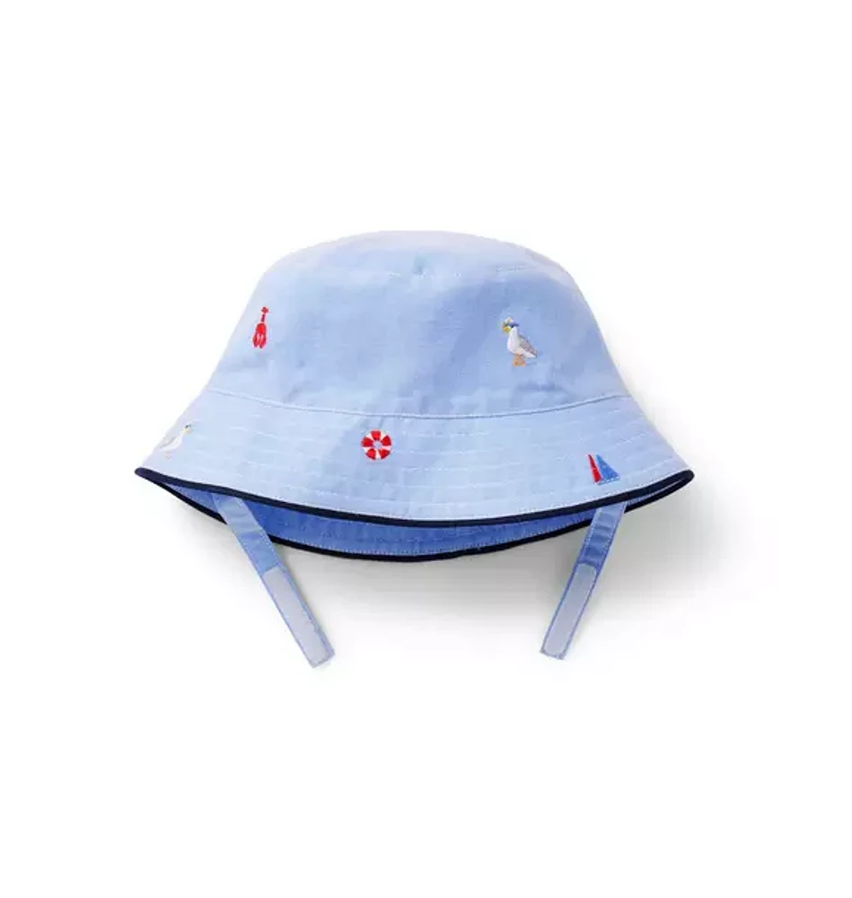 Baby Embroidered Oxford Bucket Hat