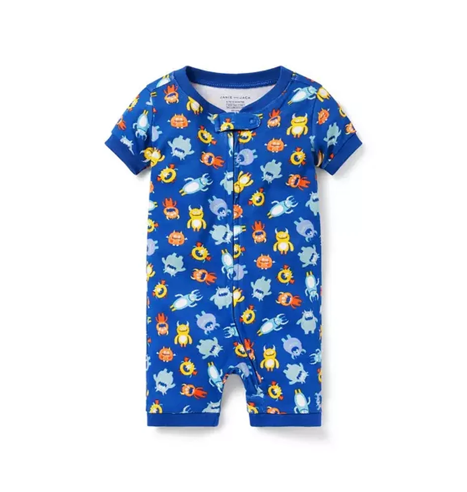 Baby Good Night Short Zip Pajama Monster Friends