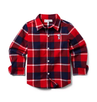 PEANUTS™ Snoopy Santa Plaid Shirt