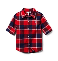 PEANUTS™ Snoopy Santa Plaid Shirt