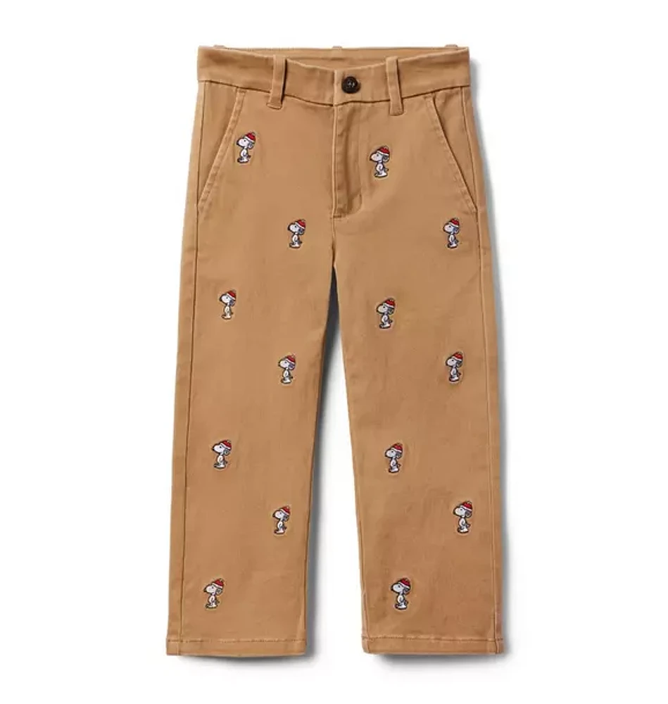 PEANUTS™ Snoopy Santa Embroidered Twill Pant