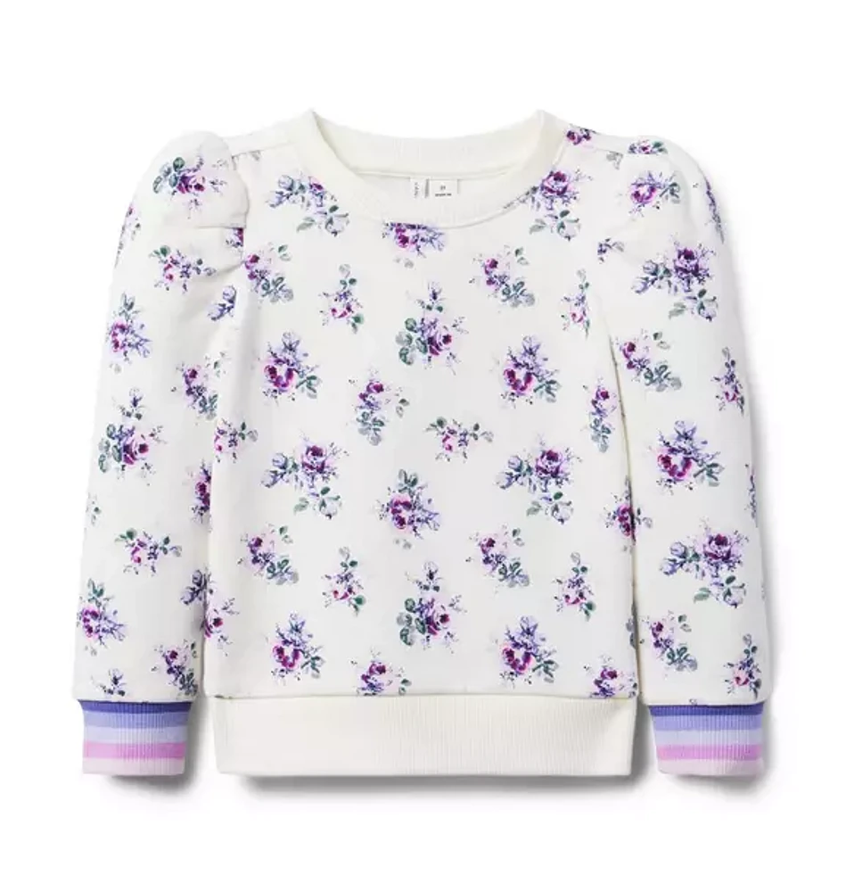 Floral Puff Sleeve Sweatshirt