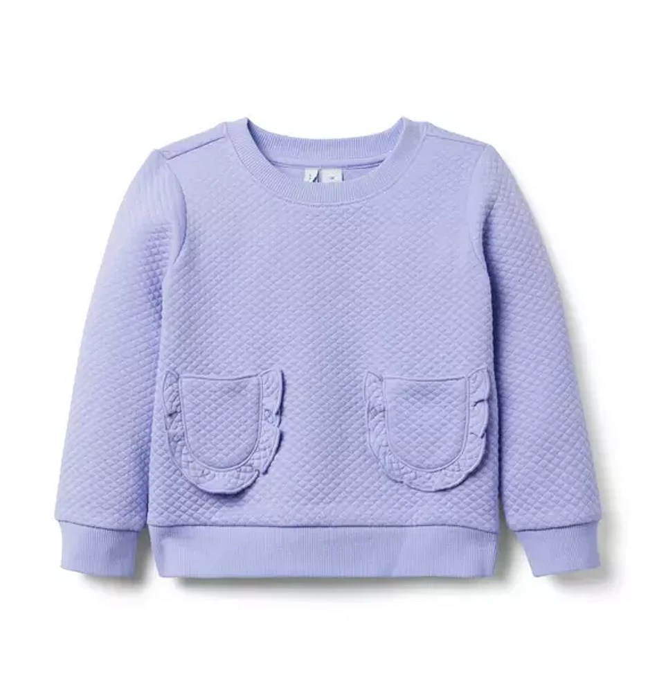 Quilted Jacquard Ruffle Pocket Sweatshirt