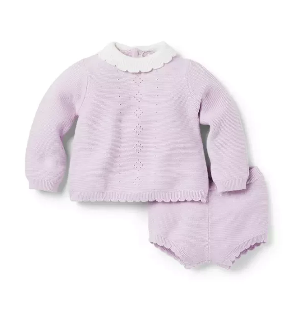 Baby Pointelle Sweater Matching Set