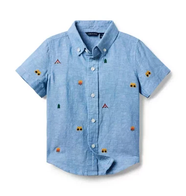 Embroidered Linen-Cotton Shirt