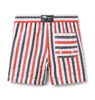 Recycled Striped Seersucker Swim Trunk