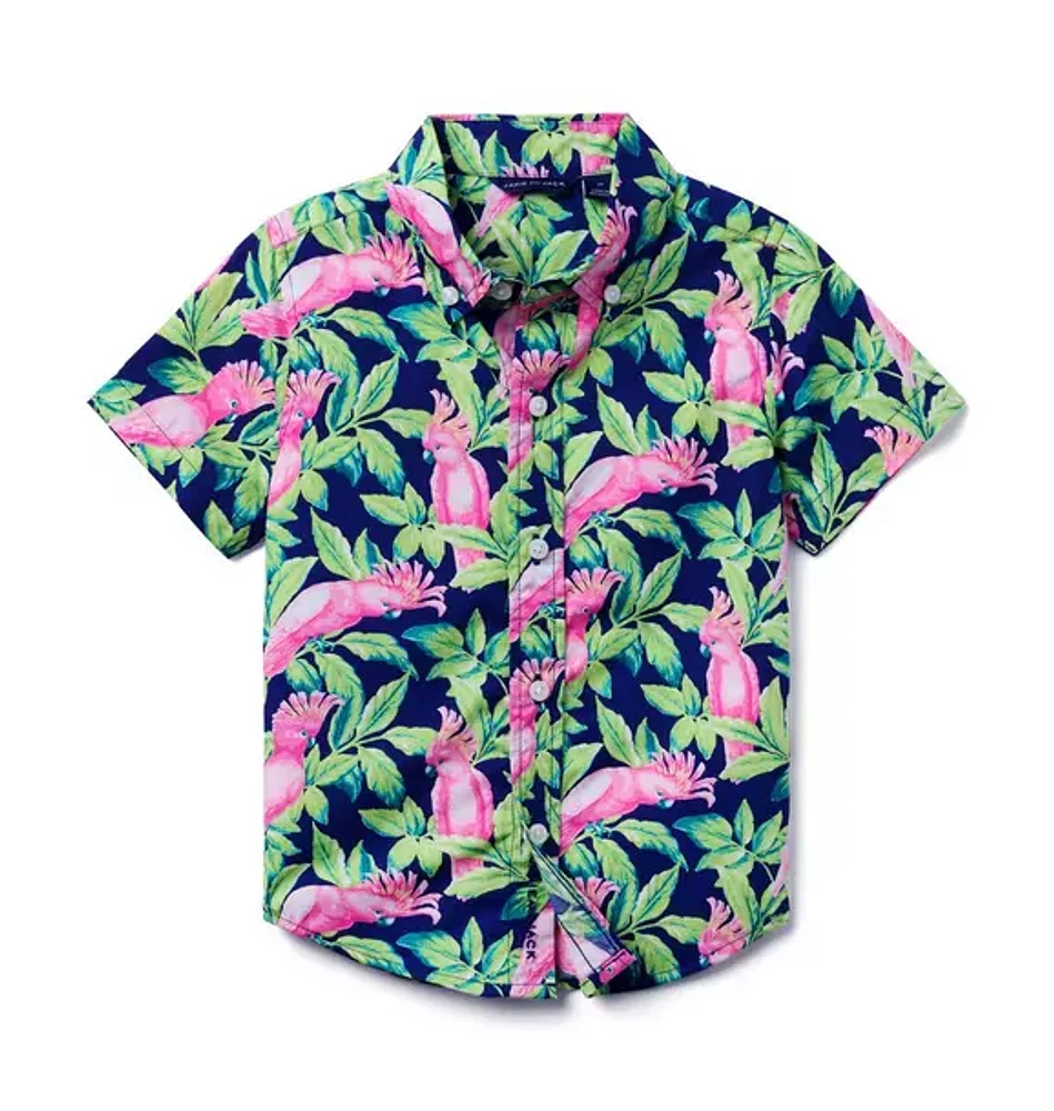 Tropical Bird Poplin Shirt