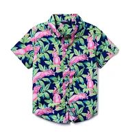 Tropical Bird Poplin Shirt