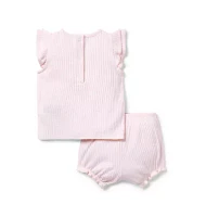 Baby Striped Ribbed Matching Set