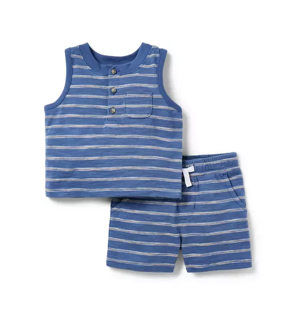 Baby Striped Slub Matching Set