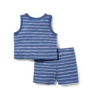 Baby Striped Slub Matching Set