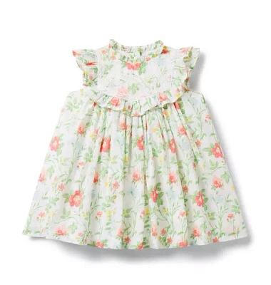 Baby Floral Crochet Trim Dress