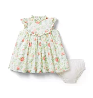 Baby Floral Crochet Trim Dress