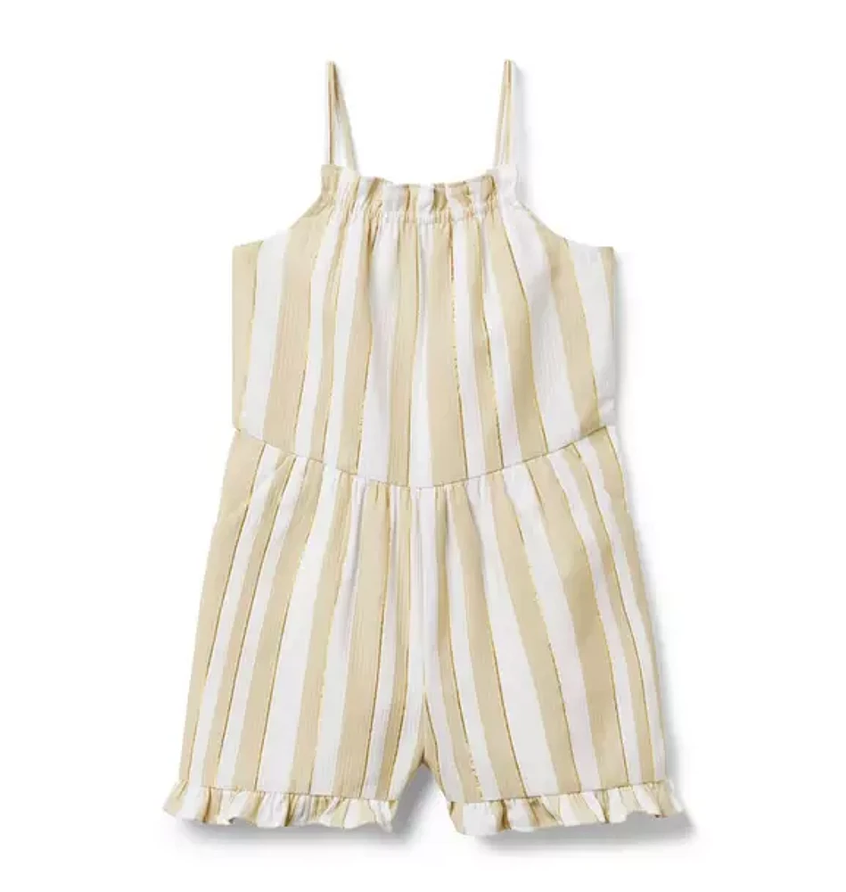 Striped Ruffle Hem Romper