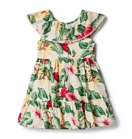 Tropical Floral Ruffle Dress