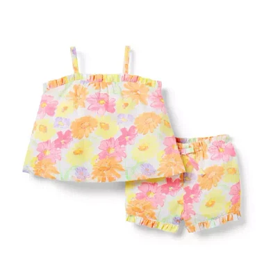 Baby Floral Ruffle Matching Set