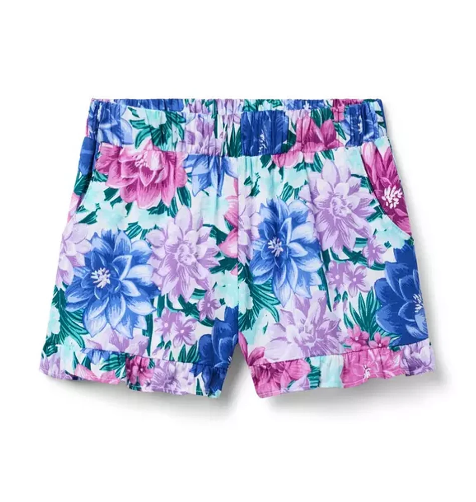 Floral Ruffle Hem Short