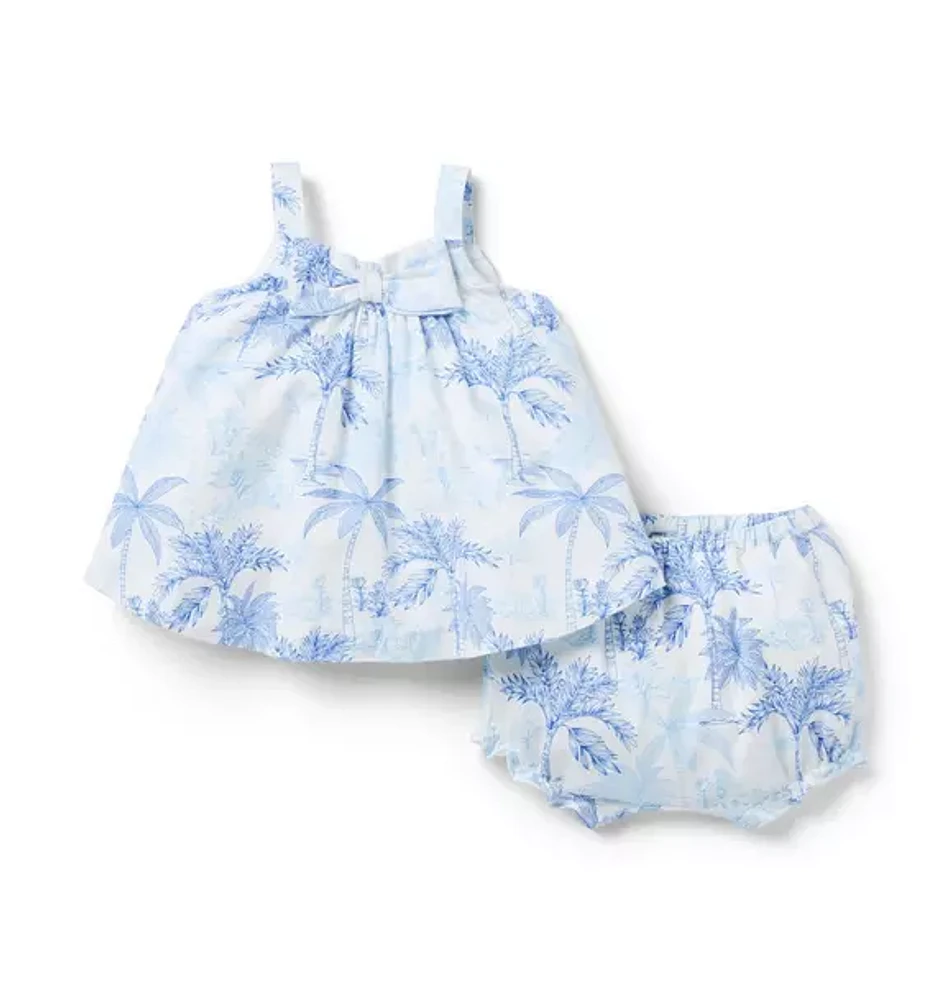 Baby Palm Toile Linen-Cotton Matching Set