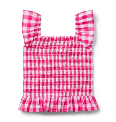 Gingham Smocked Ruffle Top