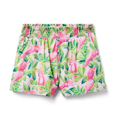 Tropical Bird Smocked Waist Short