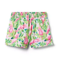 Tropical Bird Smocked Waist Short