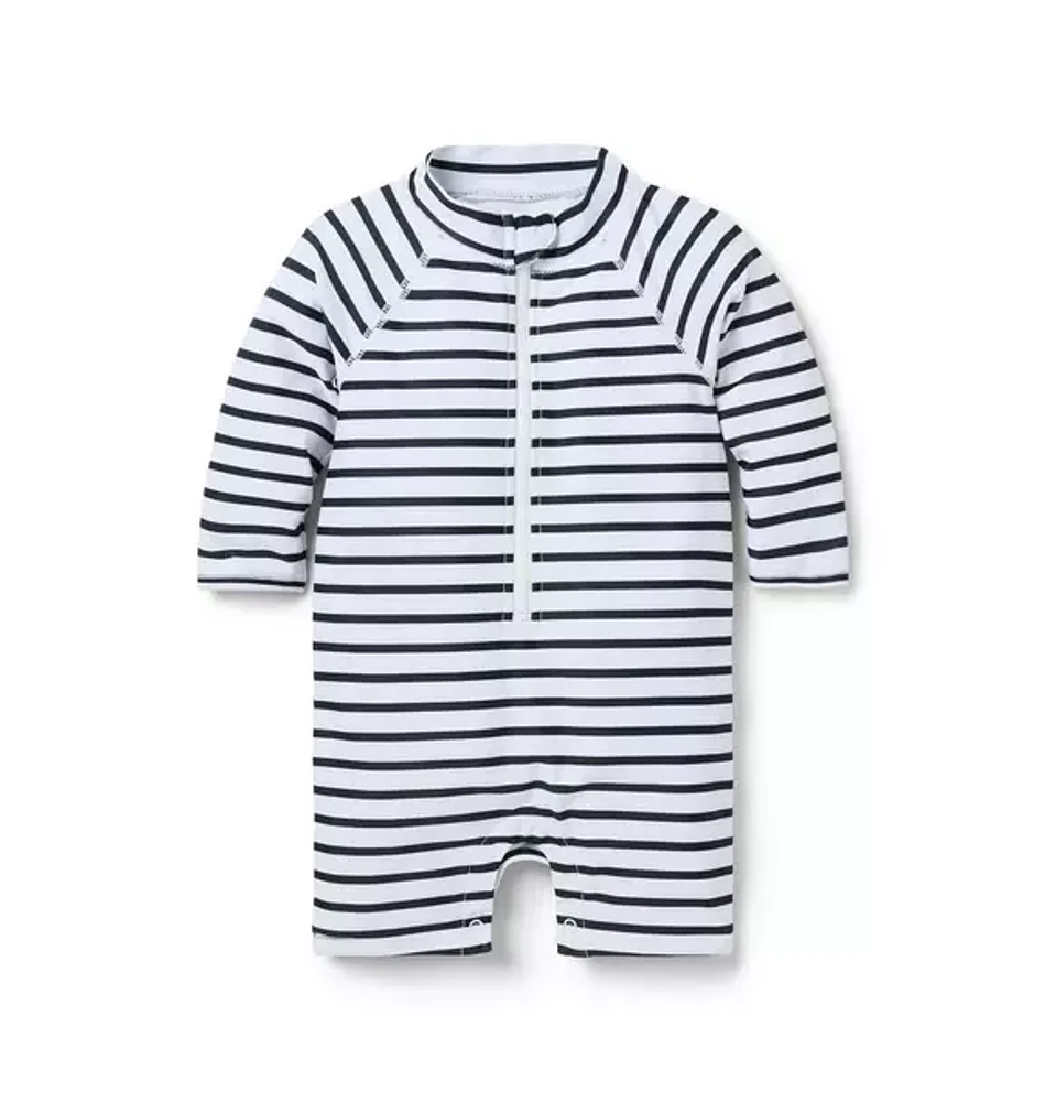 Baby Recycled Striped Rash Guard Swimsuit