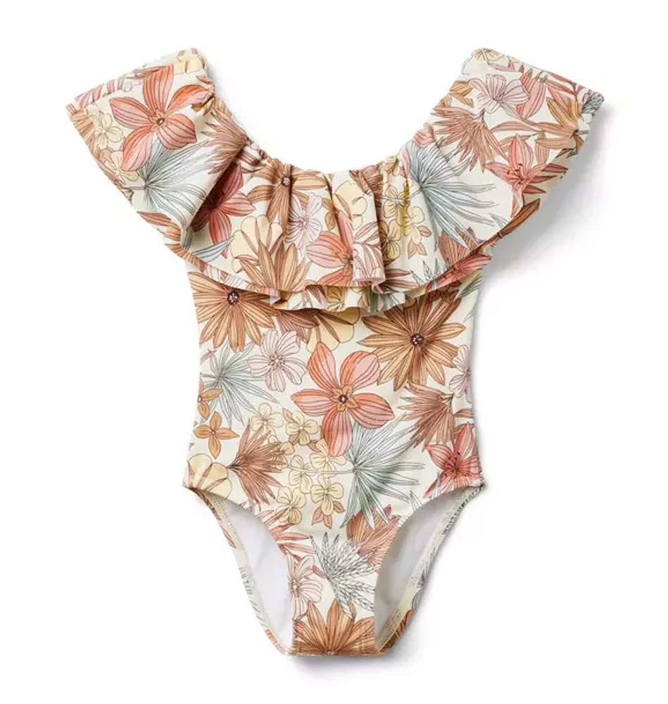 Recycled Floral Ruffle Swimsuit