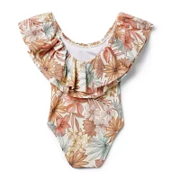 Recycled Floral Ruffle Swimsuit