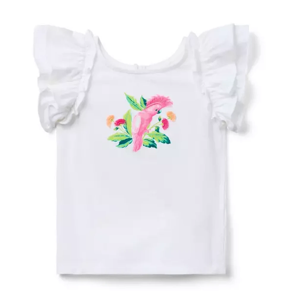 Tropical Bird Flutter Sleeve Tee