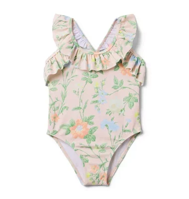 Recycled Floral Ruffle Swimsuit