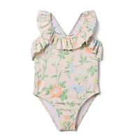 Recycled Floral Ruffle Swimsuit