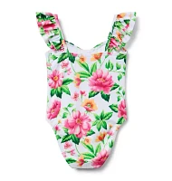 Recycled Floral Twist Front Swimsuit