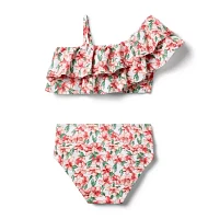 Recycled Floral Ruffle 2-Piece Swimsuit