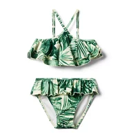 Recycled Palm Ruffle Halter 2-Piece Swimsuit