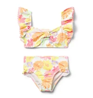 Recycled Floral Ruffle 2-Piece Swimsuit