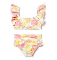 Recycled Floral Ruffle 2-Piece Swimsuit