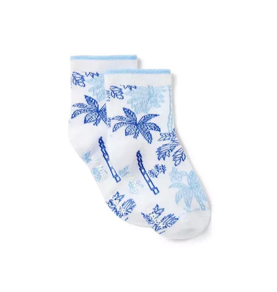 Baby Palm Toile Sock