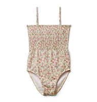 Recycled Ditsy Floral Smocked Swimsuit