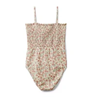 Recycled Ditsy Floral Smocked Swimsuit