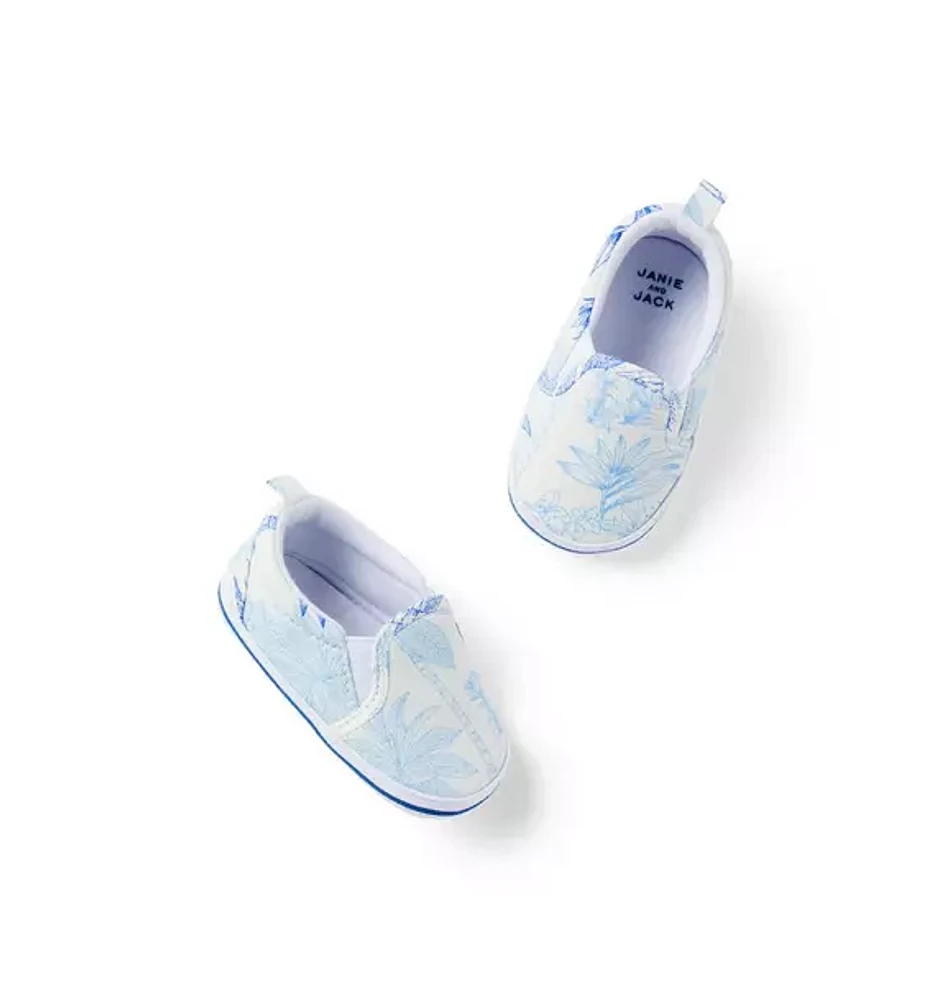 Baby Palm Toile Slip-On Sneaker