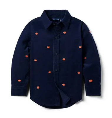 Embroidered Pumpkin Corduroy Shirt