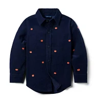 Embroidered Pumpkin Corduroy Shirt