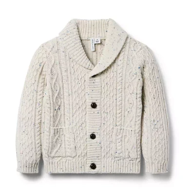 Cable Knit Shawl Collar Cardigan