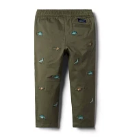 Embroidered Dinosaur Twill Jogger