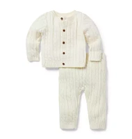 Baby Cable Knit Cardigan Matching Set