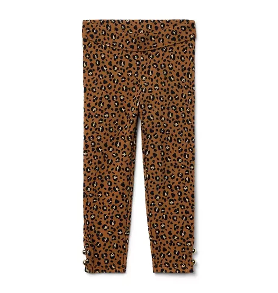 Leopard Button Cuff Ponte Pant