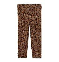 Leopard Button Cuff Ponte Pant